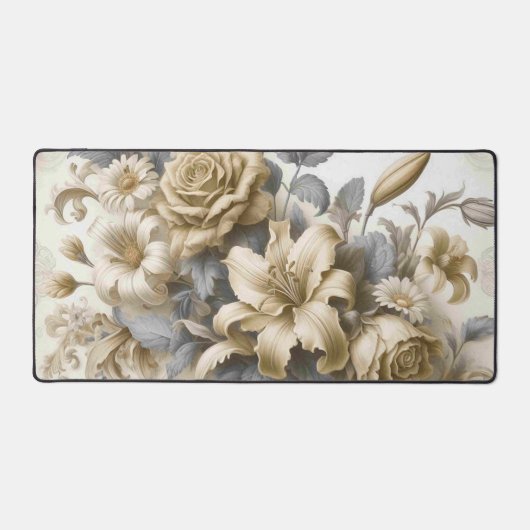 アンティークチンジイエローフローラの完成 デスクマット (正面)