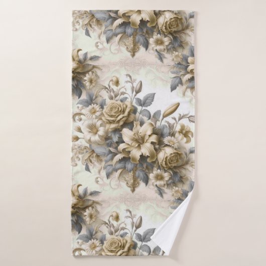 アンティークチンジイエローフローラの完成 バスタオル (バスタオル)