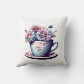 アンティークティーカップヴィンテージ花 クッション (裏面)