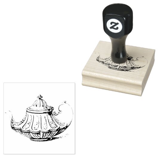 アンティークティーポットイラストレーション ラバースタンプ (押印)