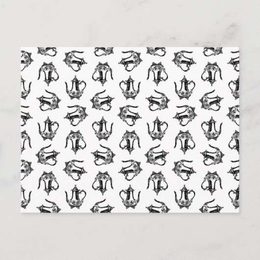 アンティークティーポットヴィンテージティーカスタムデザインBGカラー ポストカード (正面)