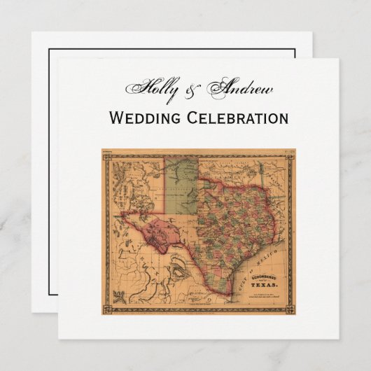 *アンティークテキサス州の地図#1 招待状 (正面/裏面)