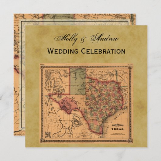 *アンティークテキサス州の地#1図動揺して(BG #3) 招待状 (正面/裏面)