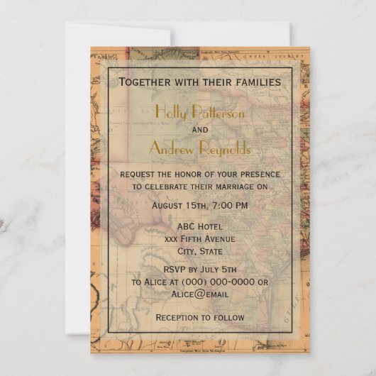 *アンティークテキサス州の地#1図動揺して(BG #3) 招待状 (裏面)