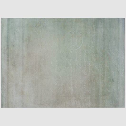 アンティークテクスチャグリーンブルーグレーエフェメラデクページ 薄葉紙 (正面)