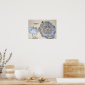アンティークテノチティトランアステカの地図 ポスター (キッチン)