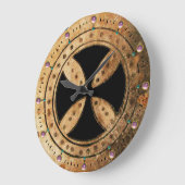 アンティークテンプラクロスピンクアメジスト原石 ラージ壁時計 (傾斜)