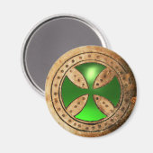 アンティークテンプラークロスグリーンエメラルドジェム マグネット (正面/裏面)