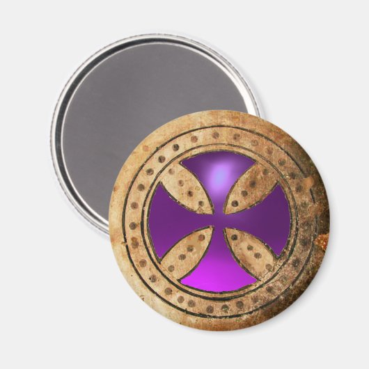 アンティークテンプラークロスパープルアメジスト宝石 マグネット (正面/裏面)