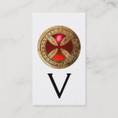 アンティークテンプラークロスレッドルビージェムモノグラムパール 名刺 (裏面)