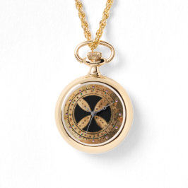 アンティークテンプラークロス、ブラック 腕時計