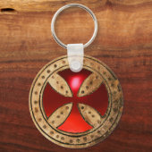 アンティークテンプラールクロスレッドルビージェム キーホルダー (正面)