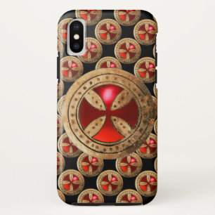 アンティークテンプラールクロスレッドルビージェム iPhone XSケース