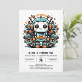 アンティークデジタルロボット誕生日 招待状 (スタンド正面)