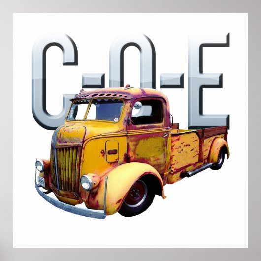 アンティークデリバリートラックの上の風化したエンジンキャブ ポスター (正面)