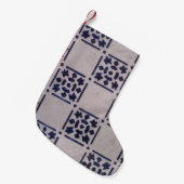 アンティークデルフトタイル青：クラシックオランダアートパターン スモールクリスマスストッキング (正面 (吊り時))