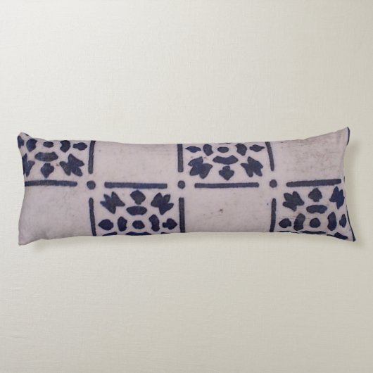 アンティークデルフトタイル青:クラシックオランダアートパターン ボディピロー (裏面)