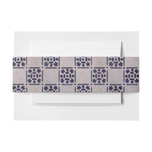 アンティークデルフトタイル青:クラシックオランダアートパターン 招待状ベリーバンド (正面例)