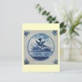 アンティークデルフトブルータイル – アヒルin the Water 招待状 (スタンド正面)