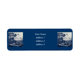 アンティークデルフトブルータイル – 牛と鳥 ラベル