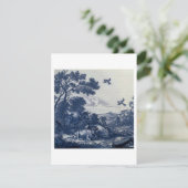 アンティークデルフトブルータイル – 牛と鳥 招待状 (スタンド正面)