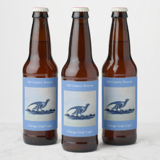 アンティークデルフトブルータイル – 草の中のグロース ビールラベル