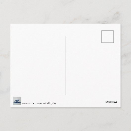 アンティークデルフトブルータイル – 草の中のグロース ポストカード (裏面)