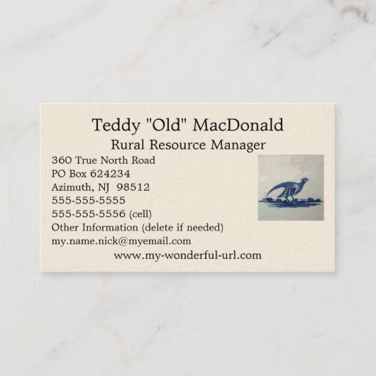 アンティークデルフトブルータイル – 草の中のグロース 名刺 (裏面)