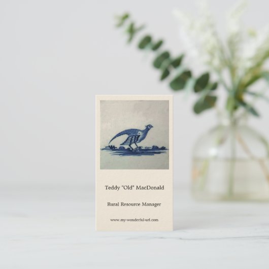 アンティークデルフトブルータイル – 草の中のグロース 名刺 (スタンド正面)