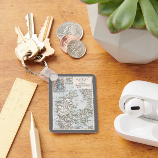 アンティークデンマークの地図,デンマーク語,デンマーク語, 1905 キーホルダー (デスク)