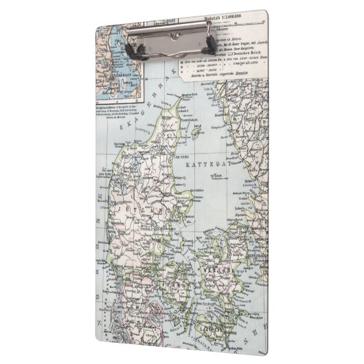 アンティークデンマークの地図,デンマーク語,デンマーク語, 1905 クリップボード (左)