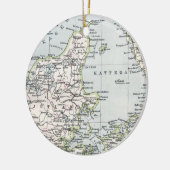 アンティークデンマークの地図,デンマーク語,デンマーク語, 1905 セラミックオーナメント (左)