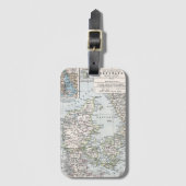 アンティークデンマークの地図,デンマーク語,デンマーク語, 1905 ラゲッジタグ (正面縦)