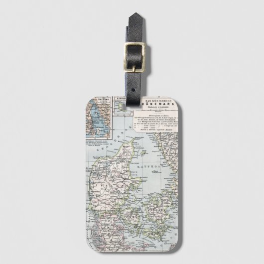 アンティークデンマークの地図,デンマーク語,デンマーク語, 1905 ラゲッジタグ (正面縦)