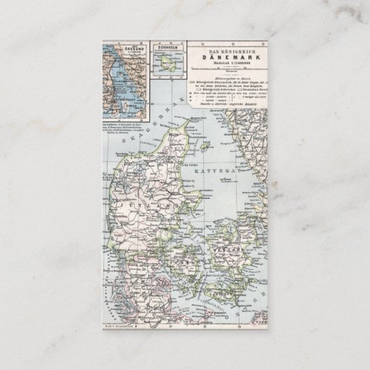 アンティークデンマークの地図，デンマーク語，デンマーク語， 1905 名刺 (裏面)