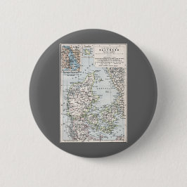 アンティークデンマークの地図,デンマーク語,デンマーク語, 1905 缶バッジ