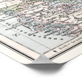 アンティークデンマーク、ダネマークの地図 ポスター (角)