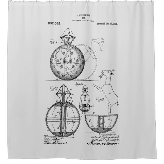 アンティークトイ1908ロリーポリ特許スケッチ シャワーカーテン (正面)