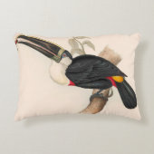 アンティークトゥーカン鳥絵画野生動物 アクセントクッション (正面)