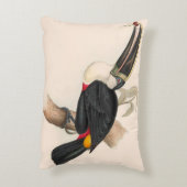 アンティークトゥーカン鳥絵画野生動物 アクセントクッション (裏面(縦))