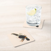 アンティークトゥーカン鳥絵画野生動物 スクエアペーパーコースター (インサイチュ)