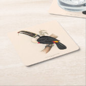 アンティークトゥーカン鳥絵画野生動物 スクエアペーパーコースター (アングル)