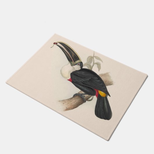 アンティークトゥーカン鳥絵画野生動物 ドアマット (アングル)