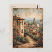 アンティークトスカーニロマンチック油絵旅行芸術 ポストカード (正面/裏面)