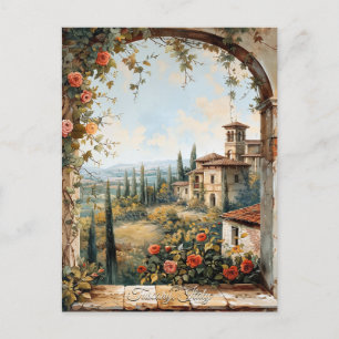 アンティークトスカーニロマンチック油絵旅行芸術 ポストカード