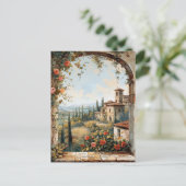 アンティークトスカーニロマンチック油絵旅行芸術 ポストカード (スタンド正面)