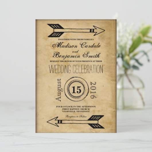 アンティークトバルアローヴィンテージウェディング招待状 招待状 (スタンド正面)