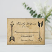 アンティークトライバルアローウェディングRSVPカード 出欠カード (スタンド正面)