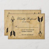 アンティークトライバルアローウェディングRSVPカード 出欠カード (正面/裏面)