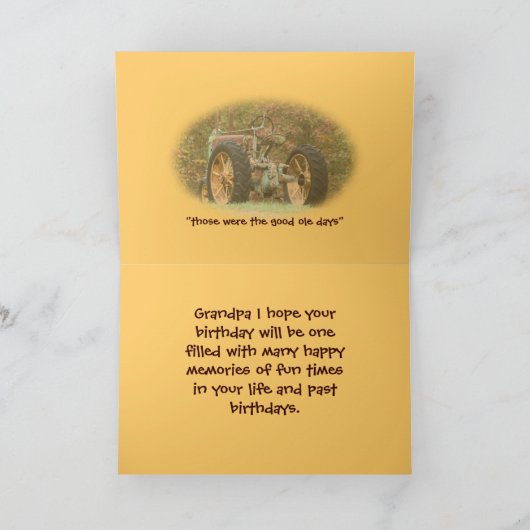 アンティークトラクタカスタマイズ-任意の大事な行事 カード (内部)